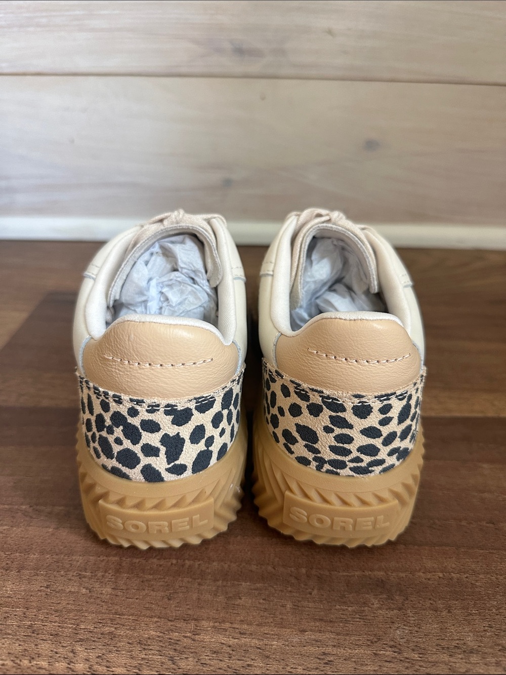 Sorel Cream Leopard Print Platform Sneakers - Picture 3 of 8